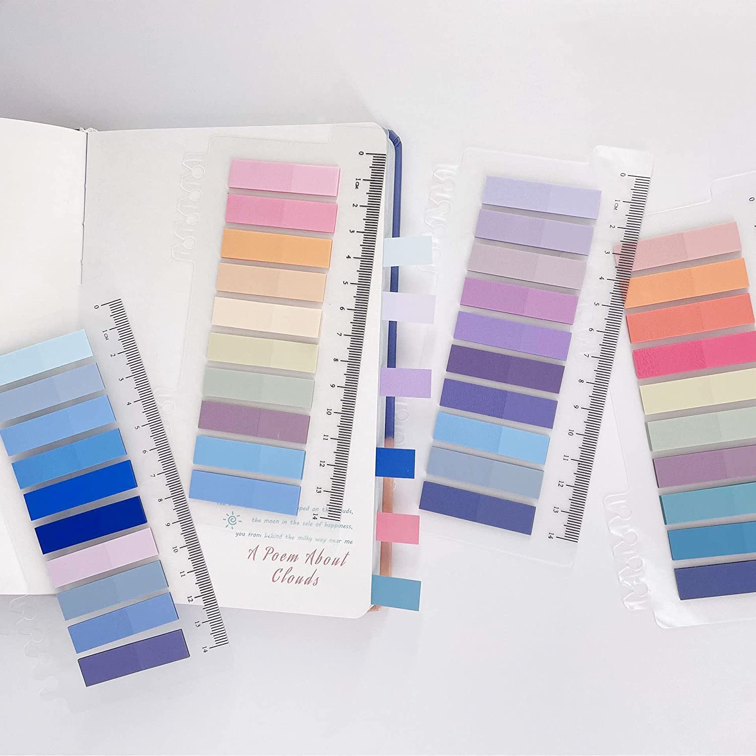 Sticky Index Tabs, Repositionable Book Flags Strip, Transparent Sticky Notes Tabs - 4 Packs
