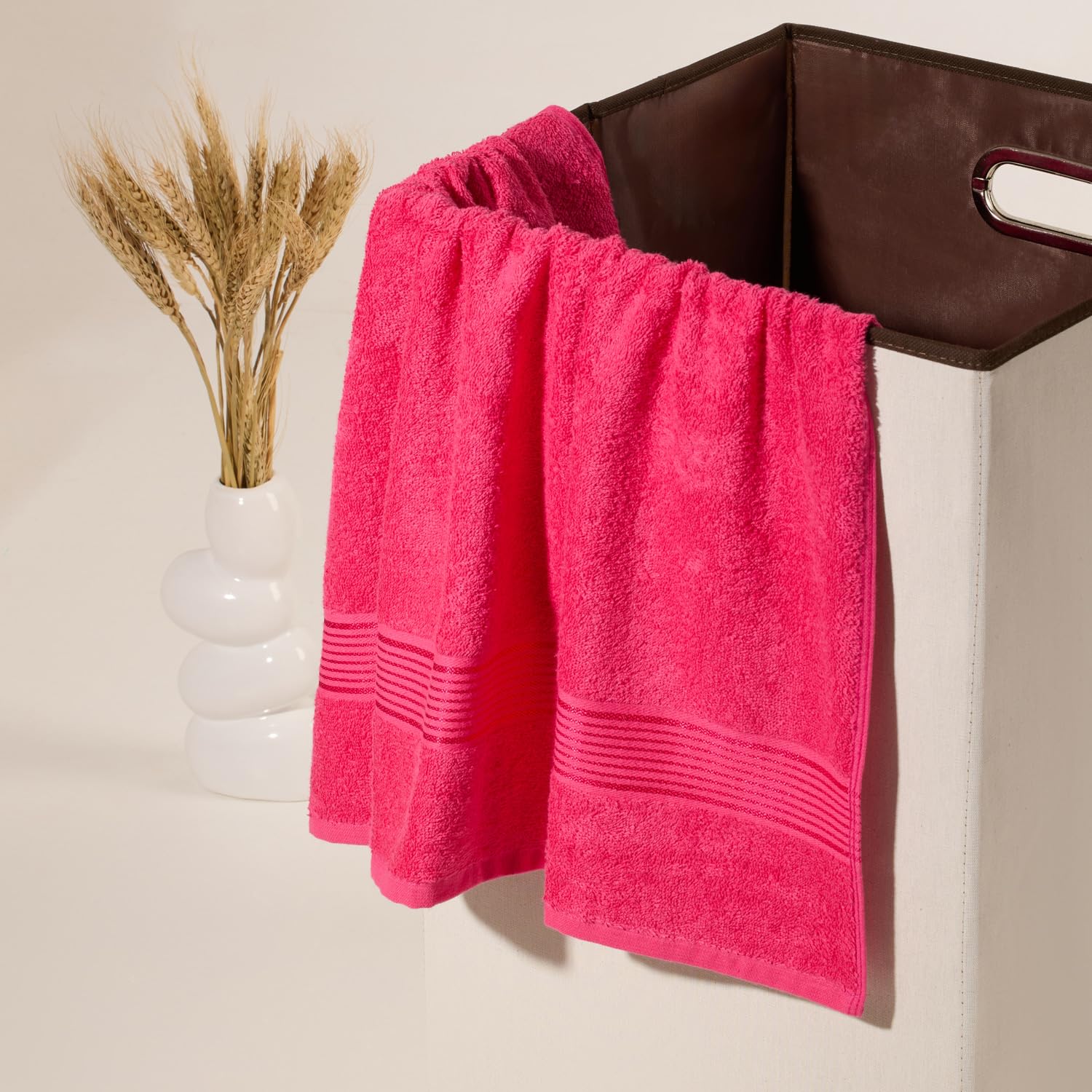 Kopa Quick Dry 100% Cotton Soft Terry Bath Towel 380 Gsm | Quick Dry 100% Cotton Super Absorbent, Lightweight (D'Ross) Bath Towel (Pink)