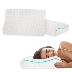 Cooling Foam Cervical Pillow, Memory Foam Pillow For Neck Pain Relief, White | Orthopedic Contour Pillow For Sleeping & Spinal Alignment | Ergonomic Support, Shoulder Pain Relief - Set Of 2