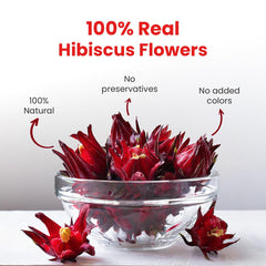 Blue Tea Hibiscus Herbal Tea - 30 Tea Bags | Enhances Skin Glow, Calms Skin Irritation - Gluten Free, Caffeine Free, Non-GMO | Zipper Packaging