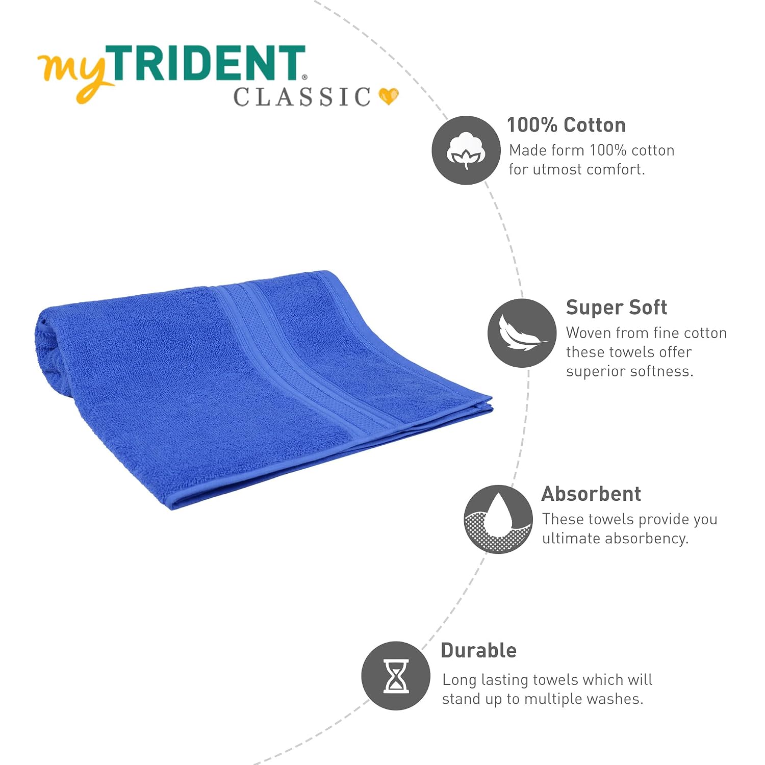Mytrident Cotton Bath Towel 700 Gsm | For Men & Women Classic Towel 100% Cotton Bath Towel (Palace Blue)