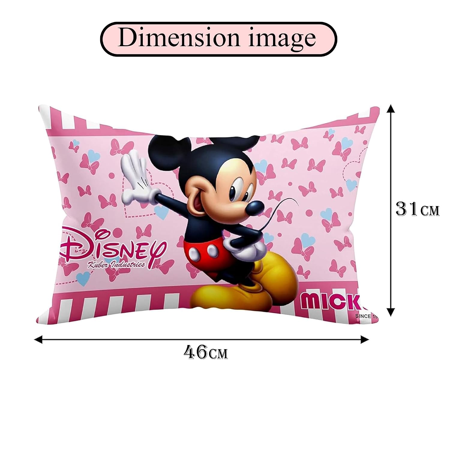 Kid's Disney Mickey & Minnie Pillow For Sleeping, Pink - 12x18 Inches | Cozy & Fluffy Super Soft Pillow | Suitable For All Sleepers, Multipurpose & Comfortable, Breathable - 6 Pcs