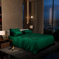 Bedding Set 1 Bedsheet King Size With 4 Pillow Cover - 108 X 108 Inches, Emerald Green | Wedding, Bedroom, Date Night Collection | 300 Thread Count