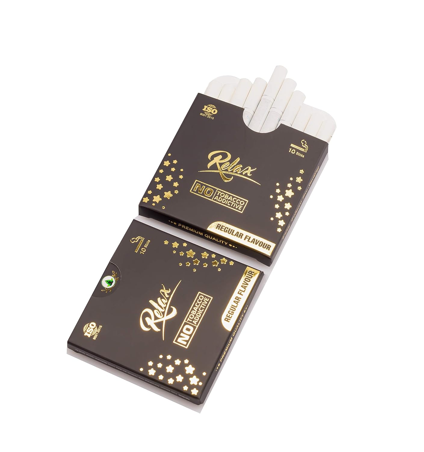 Aarogyam Herbals 100% Tobacco & Nicotine Free Cigarette For Relieve Stress & Mood Enhance Product For Smokers - 10 Sticks In Each Packet (Relax Regular Flavour Pack Of 2)
