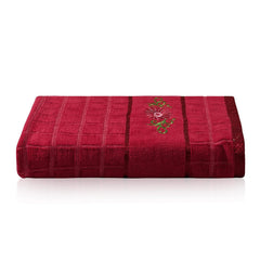 Kuber Industries Rectangle Super Absorbent Bath Towel 500 Gsm | Soft & Comfortable Swimming & Bathing Towels | Gold Flower (Red)- Pack Of 1