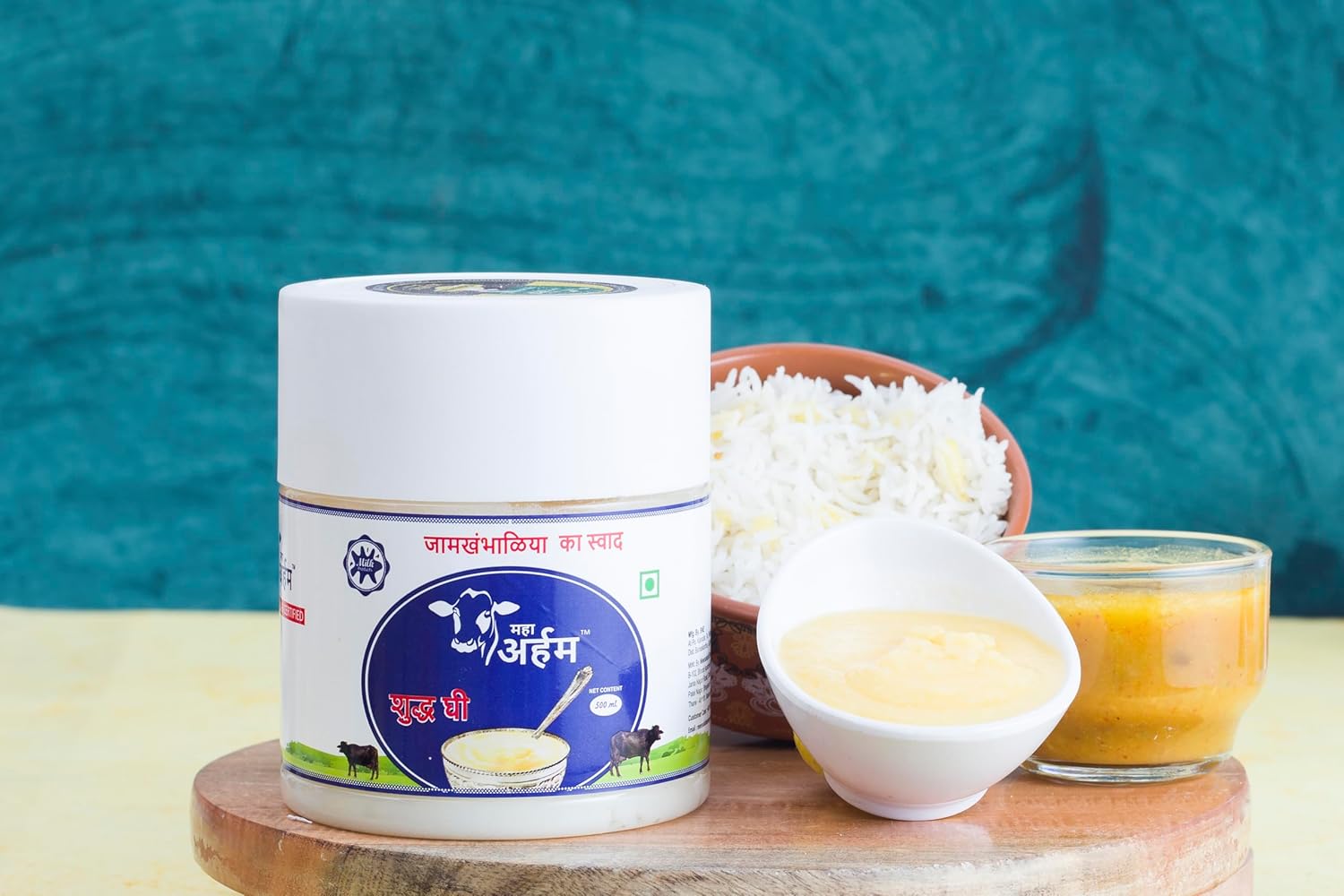 100% Natural Buffalo Shudh Desi Ghee By Maha Arham | Rich In Vitamin A & D Healthy Pure Desi Ghee Perfect For Deep Frying | (500ml) 16.9 Ounce | Jar Pack