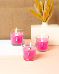 ROSE FRAGRANCE VOTIVE GLASS CANDLES | BURNING TIME 12 HOURS | BEST GIFT SET OF 3