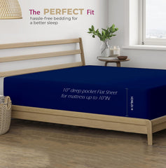 100% Cotton Plain King Size Bedsheet With 2 Pillow Covers | 108 X 108 Inches, Dark Blue | Breathable & Skin Friendly - Soft & Durable For Everyday Use & Bedroom