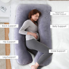 U Shaped Full Body Pillow, Maternity Pillow For Pregnant Women - 55 Inches | Pregnancy Pillow, Support Head, Back, Shoulder, Hips, Legs & Belly | Washable Cotton Cover, Comfortable Pillow