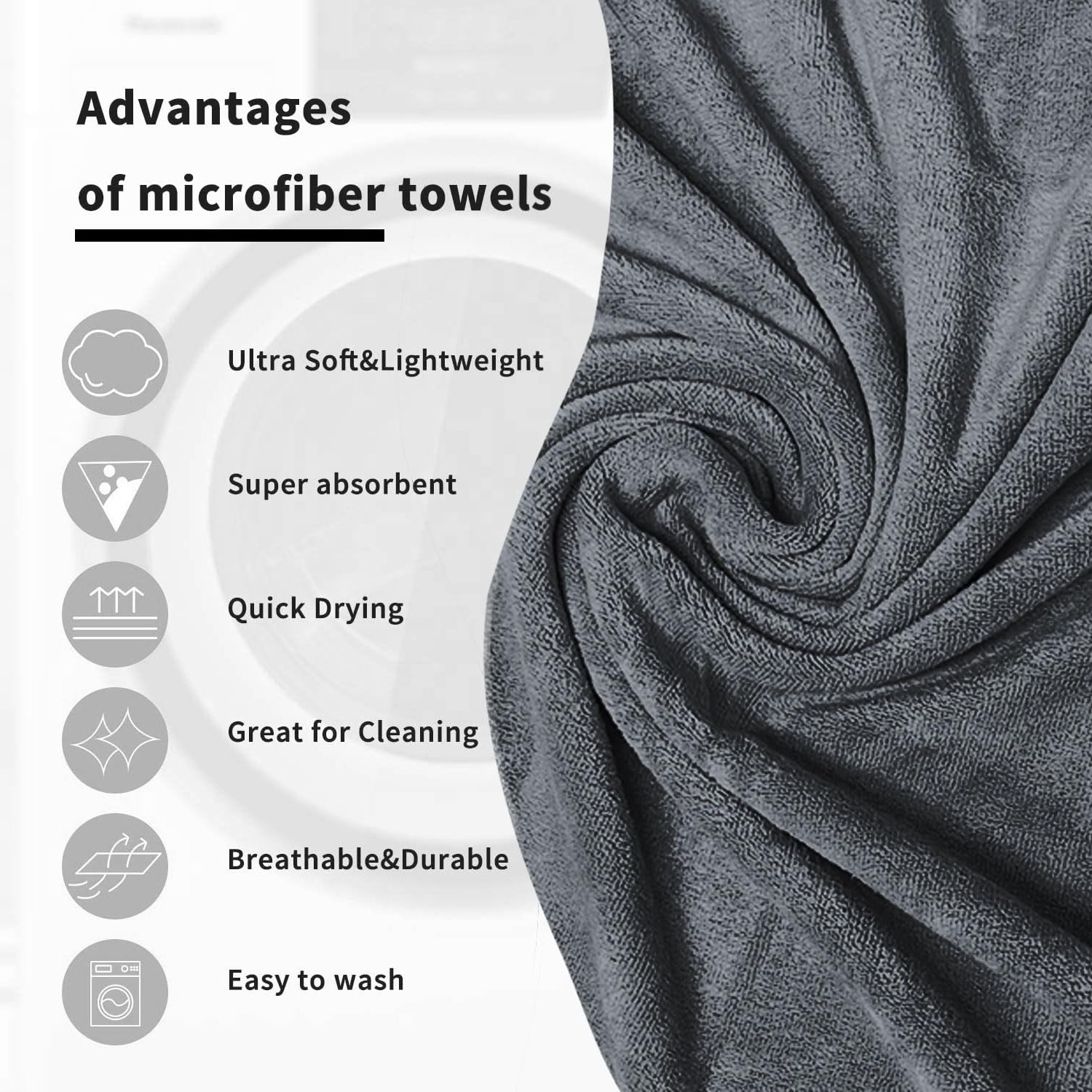 Sassoon Venir Microfiber Bath Towel 350 Gsm | Ultra Soft Material, Towel Medium Size For Women (Stormdust)
