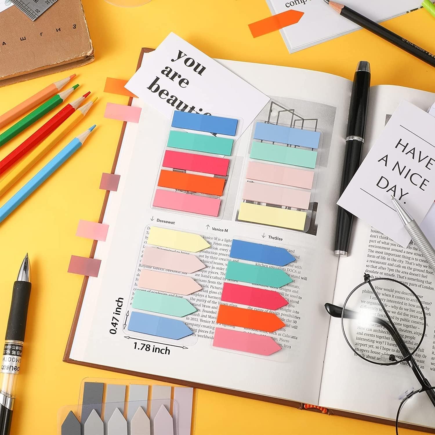 200 Pieces Pastel Color Page Markers Sticky Index Tabs Sticky Tabs Arrow Flag Tabs, Small Sticky