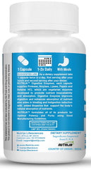 Nutrija Complete Digestive Enzymes Full Spectrum Digestive Enzyme Supplement | 60 Capsules, 100gm 0.2lbs