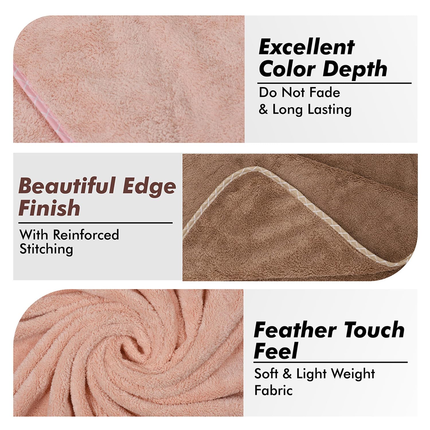 Urbanleaf Microfiber Large Bath Towel Quick Dry Super Absorbent Bath Towel | Towel For Bath, Travel, Gym, Beach, Pool & Yoga (Brown & Peach)