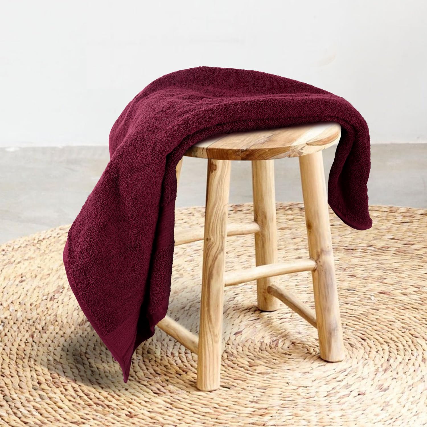 Himeya 100% Cotton Large Size Bath Towels 500 Gsm | Soft & Absorbent - Wine Red