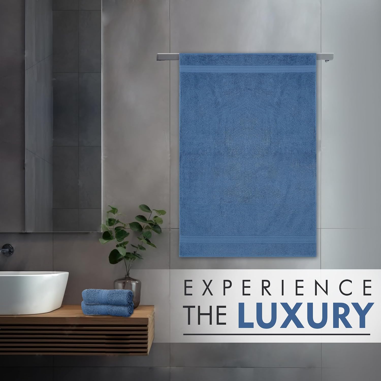 Ambra Linens 500 Gsm Highly Absorbent Towel, 100% Cotton, Soft & Plush, All Seasons Use, Large, Everyday Use, Durable (Dark Blue)