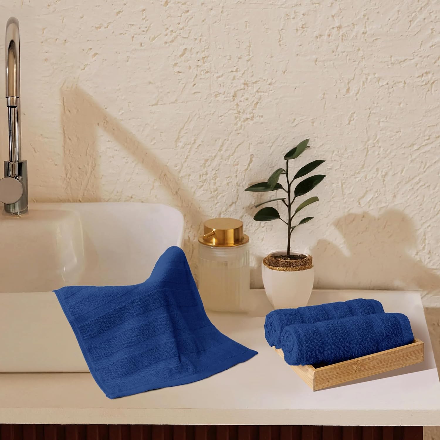 Mytrident Quick Dry 100% Cotton Face Towel 450 Gsm (Navy Blue) - 3 Pcs