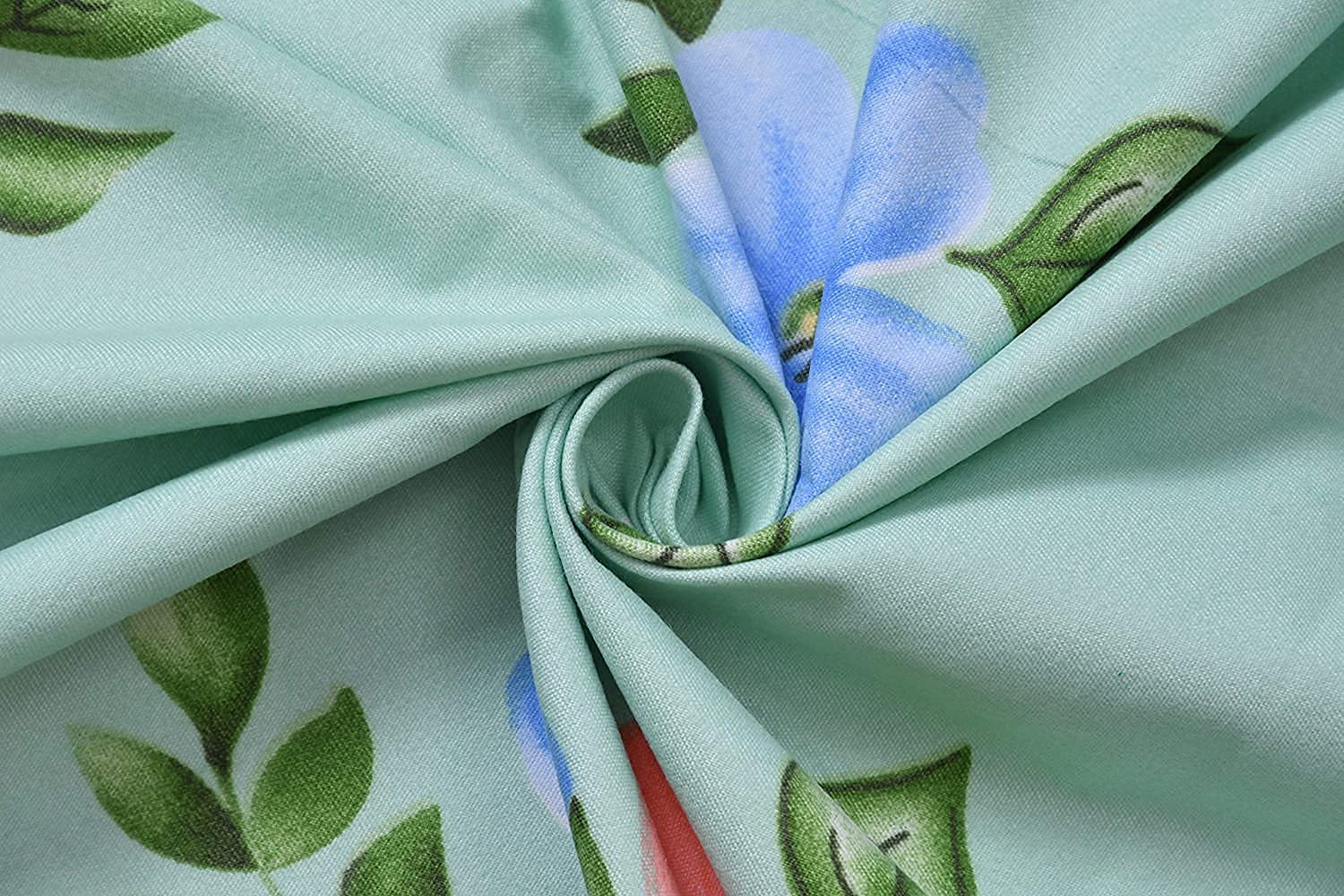 Elastic Fitted Printed King Size Double Bedsheet With 2 Pillow Cover | 72 X 78 X 6 Inches, Green | 100% Pure Super Soft Glace Cotton With 210 Thread Count