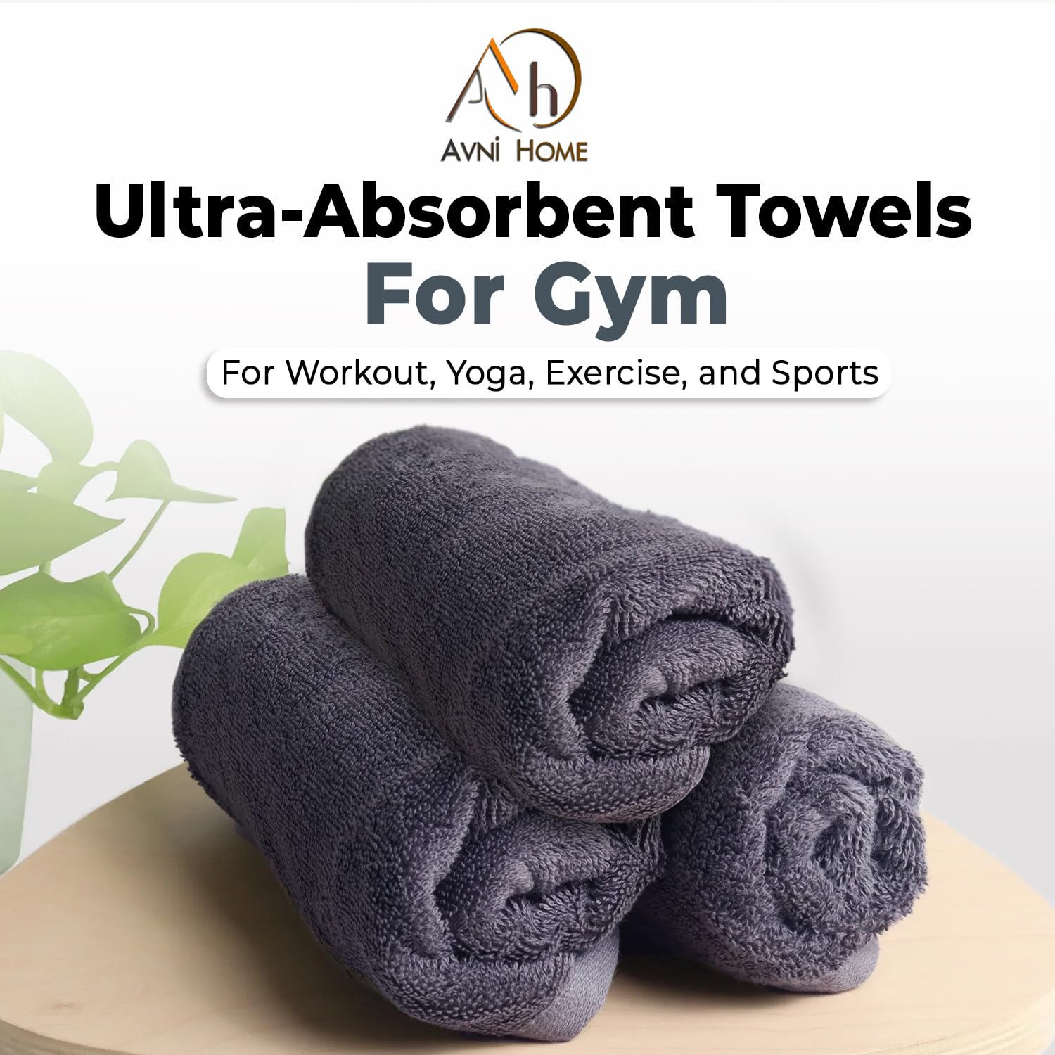 Avni Home 100% Cotton Hand Towel 300 Gsm | Ultra Soft, Absorbent, Quick Dry Towels For Facewash, Gym, Sports, Travel | Quick-Dry Fitness Towels - Pack Of 3 (Tone Grey)