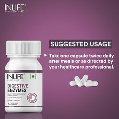 Inlife Digestive Enzymes Supplement Contains 12 Naturally Sourced & Essential Enzymes, Supports Healthy Digestion | 60 Vegetarian Capsules , 100gm 0.2lbs