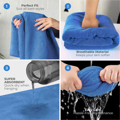 Black Gold The Finer Touch Oversized Microfiber Bath Towel 2100 Gsm | Soft Quick-Dry Microfiber Towel For Men & Women | Lightweight, Absorbent & Travel-Friendly (Sky Blue) - Pack Of 3