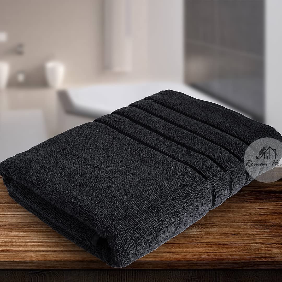 Roman Home Cotton Soft Bath Towel 500 Gsm (Black)
