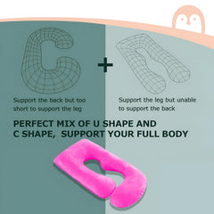 Pregnancy Pillow, Maternity Body Pillow For Sleeping, G Shaped Pillow, Pink - 55 Inch | Full Body Pillow, Lightweight, Foldable, Breathable, Removable Velvet Cover, Adjustable - Pack Of 1