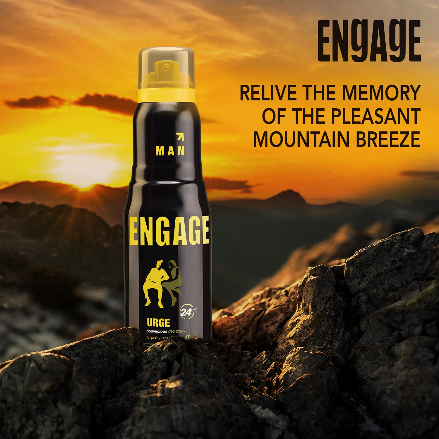 Engage Urge Deodorant For Men | Citrus And Woody, Skin Friendly Fragrance 150ml 5 Fl.oz.