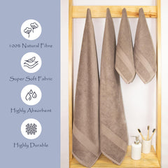 Rangoli 100% Cotton Fibre 2 Bath & 2 Hand Towel 1400 Gsm | Highly Durable & Super Absorbent Towel | Skin-Friendly & Quick Drying Luxury Towels (Beige) - Pack Of 4