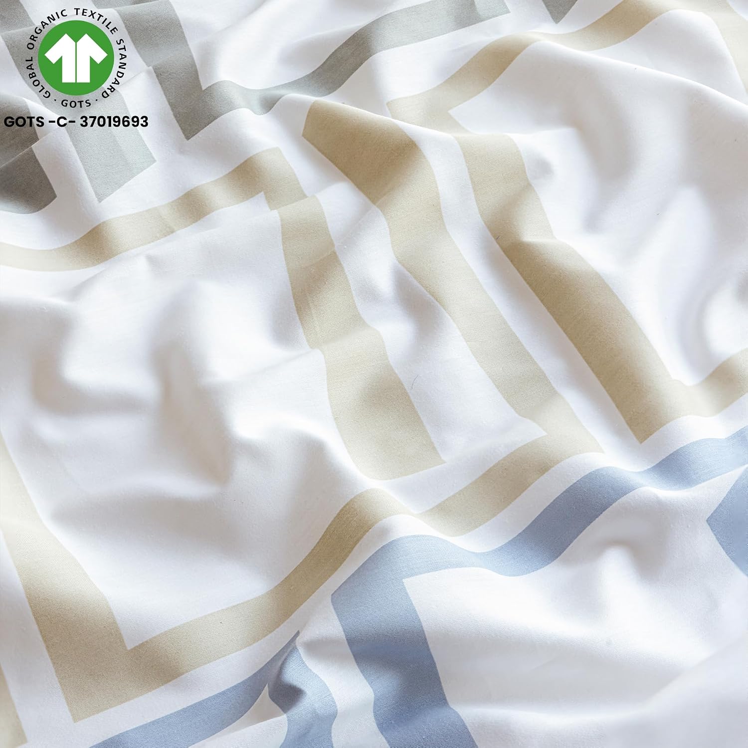 Luxurious Printed Flat Bedsheets With 1 Pillow Cover - 60 X 90 Inches, Blue & Grey | Breathable & Wrinkle Free | Soft & Durable