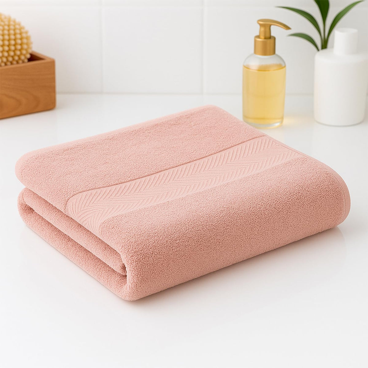 Earthy Fables Airlux Bath Towel 500 Gsm | Pure Carded Cotton, Soft, Absorbent, Quick Dry & Skin-Friendly Towel (Blush)