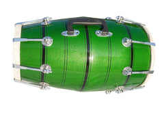 Wooden Musical Dholak Instrument Drum Nuts & Bolt - Green | Perfectly Symmetric Round Dholak - Dholak For Festival, Wedding, Satsang | Very Easy To Tune