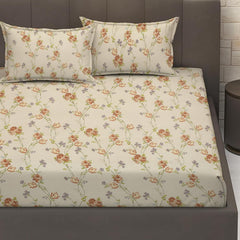 Luxurious Queen Size Bedsheet For Double Bed With 2 Pillow Cover - 90 X 90 Inches, Cream & Rose Brown | Perfect For Daily Use, Guest Rooms | Gift For Housewarmings, Weddings