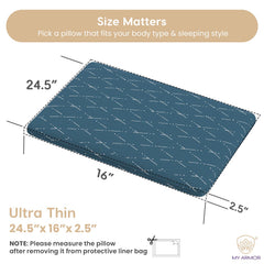 Cool Gel Memory Foam Pillow, Orthopedic Pillow Ultra - Thin Size - 2.5 Inch | Thick Pillow For Sleeping & Neck Pain Relief With Removable Washable Blue Checks Cover - Pack Of 1