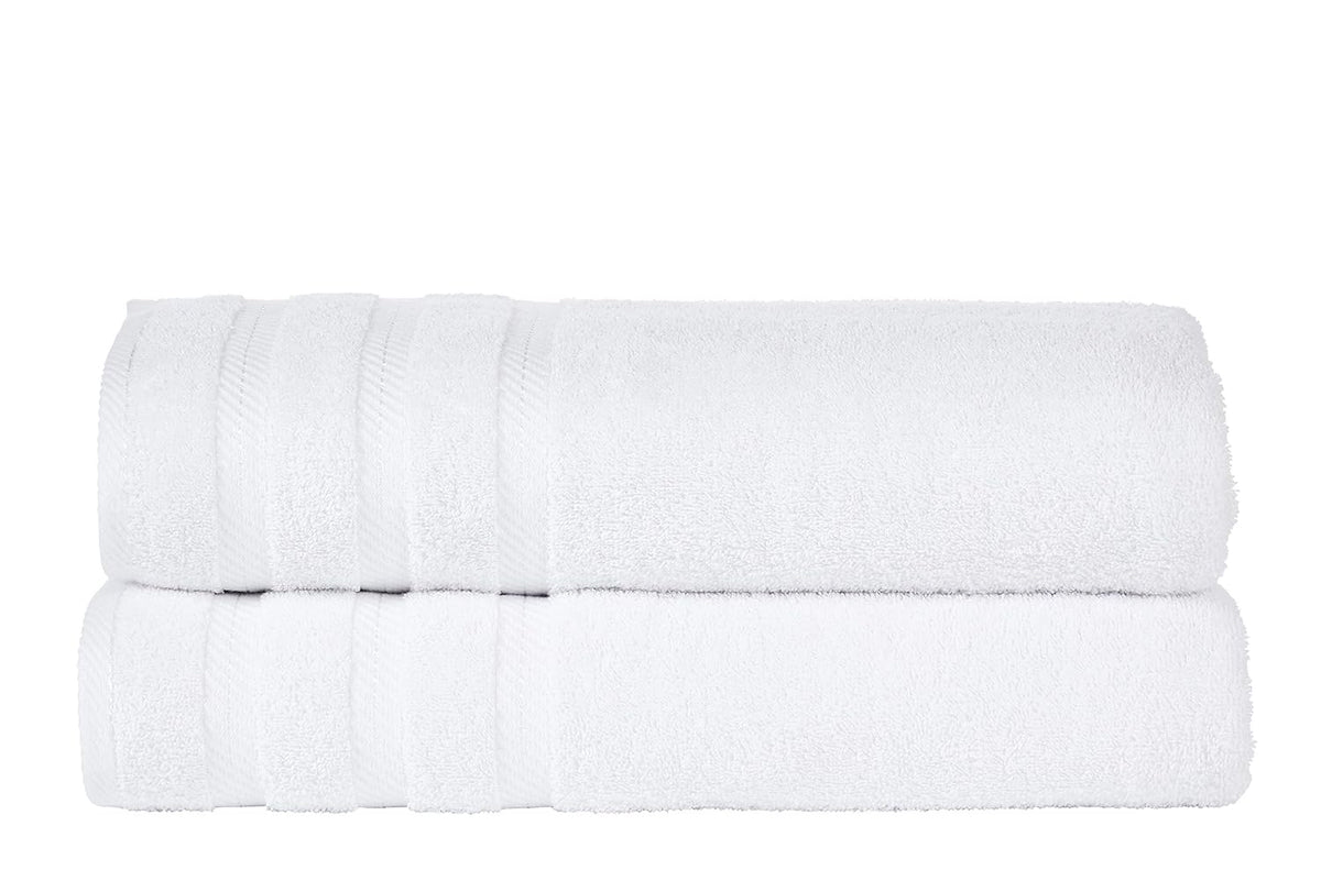 Senses By Riba Cotton Bath & Swim Towel 1000 Gsm | Ultra Soft, Super Absorbent Bath Sheet (White) - Pack Of 2