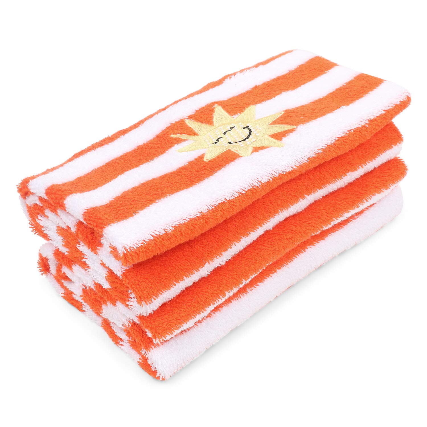 My Milestones 100% Cotton Hand Towel 400 Gsm | Ultra Soft Attractive Embroidery Appliques Cotton Soft, Absorbent Hand Towel Perfect For Face (Set Of 2)- Orange & White