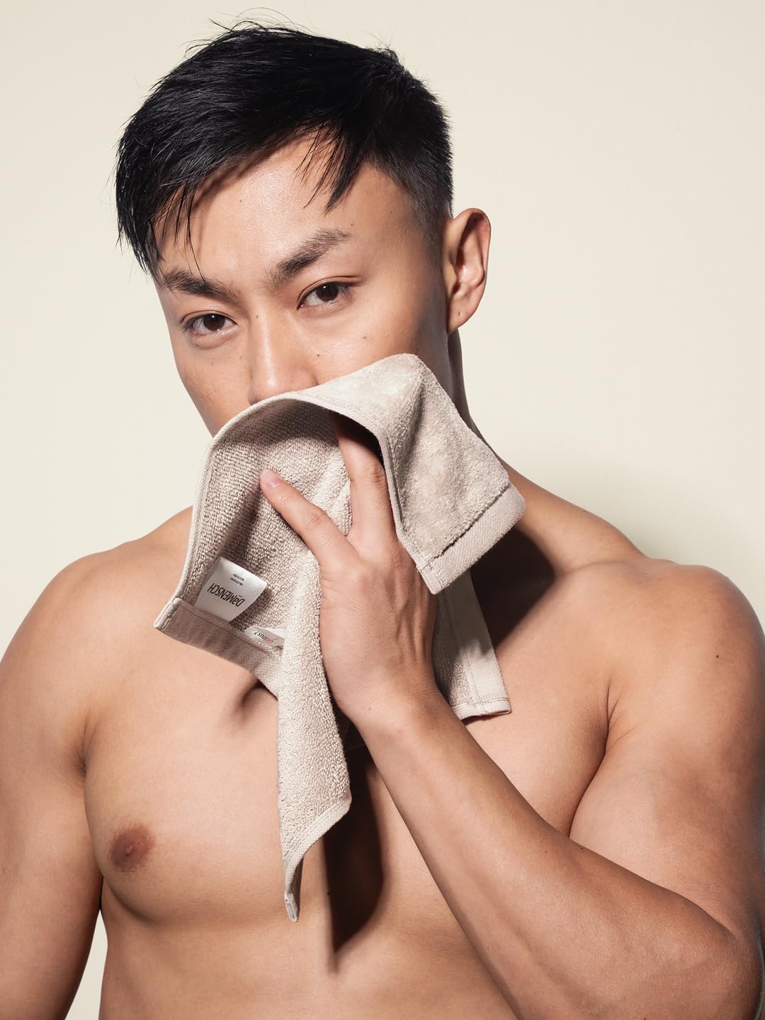 Damensch 100% Cotton Face Towel 300 Gsm | Super Soft Gym For Workout, Ultra Absorbent Towel Quick Dry Face Towel - Serene Beige (Pack Of 2)
