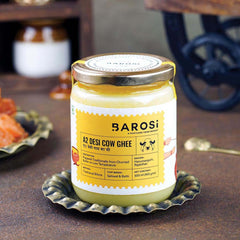 Natural A2 Desi Cow Ghee By Barosi | Rich In Vitamins A, E & Healthy Danedar Cow Desi Ghee Perfect For Glowing Skin | (500ml) 16.9 Ounce | Jar Pack