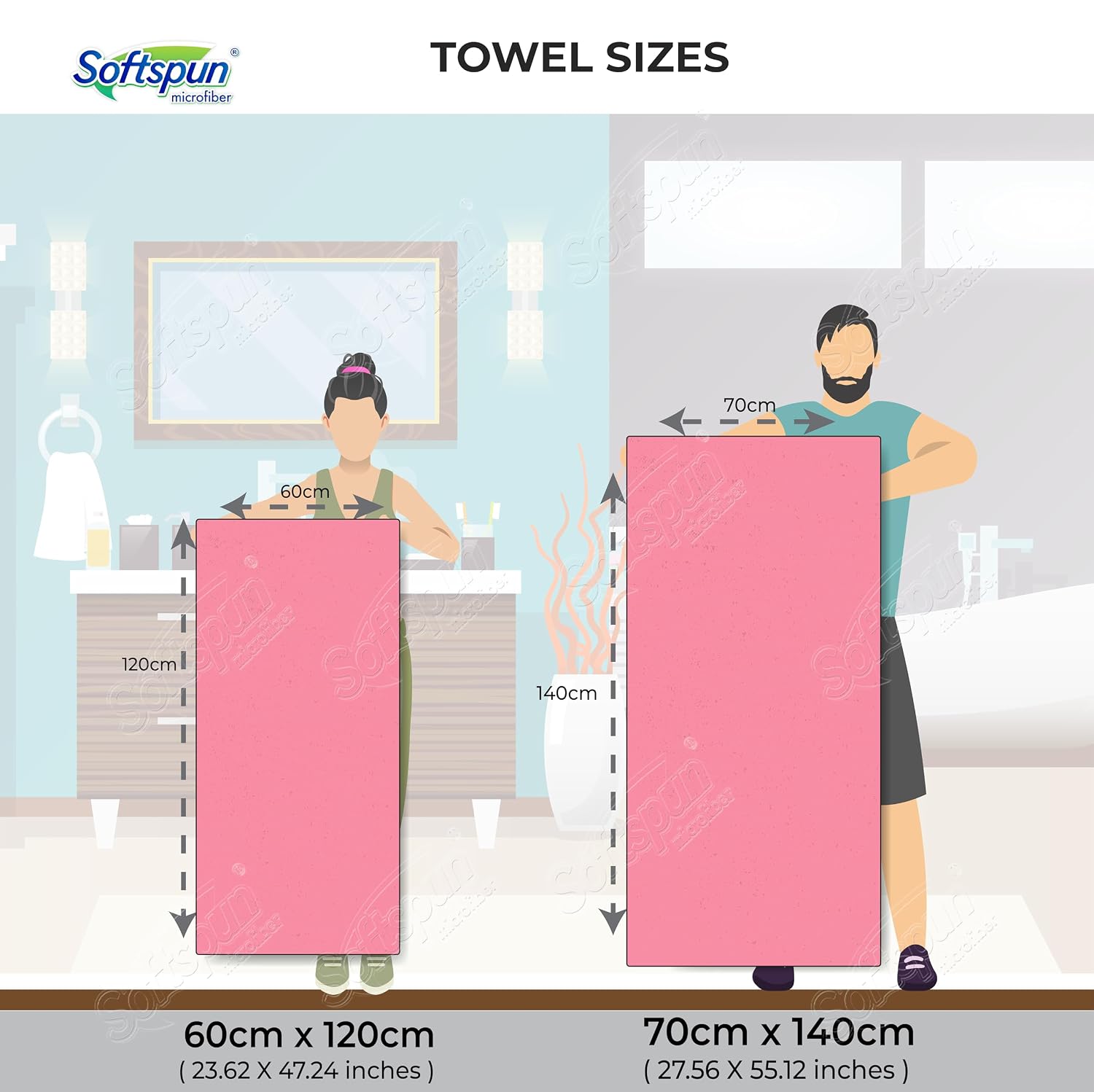 Softspun Microfiber Bath & Hair Care Towel | Super Soft & Comfortable, Quick Drying, Ultra Absorbent In Large Size Towel (Green)