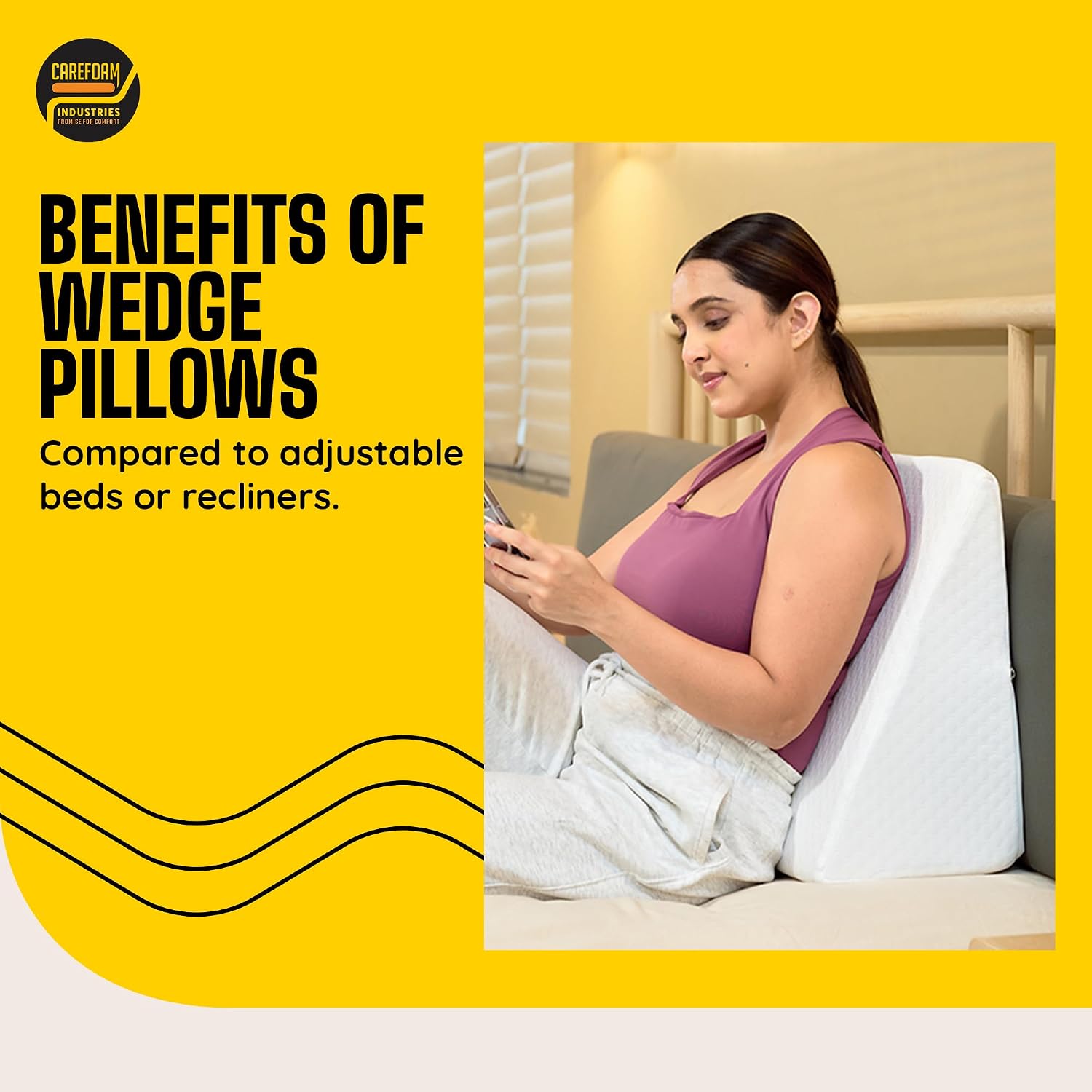 Wedge Pillow Memory Foam For Back Support, White - 18 L X 17.5 W X 10 H Inch | Wedge Cushion Pillow, Acid Reflux, Snoring, Gerd, Leg Elevation, Pregnancy | Multifunctional Bed Wedge Pillow