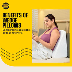 Wedge Pillow Memory Foam For Back Support, White - 18 L X 17.5 W X 10 H Inch | Wedge Cushion Pillow, Acid Reflux, Snoring, Gerd, Leg Elevation, Pregnancy | Multifunctional Bed Wedge Pillow