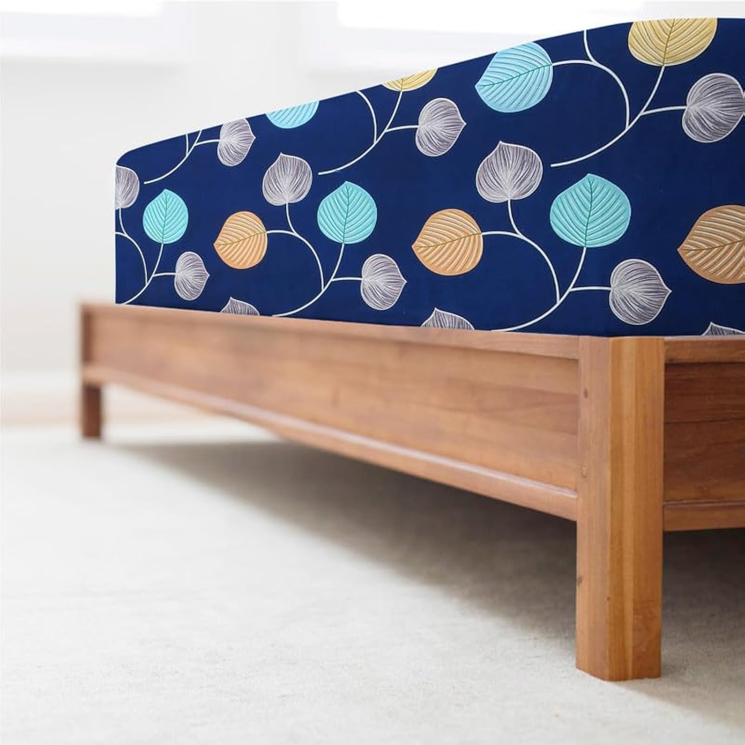 Cotton Fitted Bedsheets With 2 Pillow Covers For King Bed | Size 78x72+10 Inches, Dark Blue | All Around Elastic Fitted Bedsheet