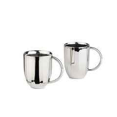 Designer Chrome Stainless Steel Tea Coffee Mug Set Of 2 - 180ml Each | Corporate Gifting For Diwali - Unbreakable Cup For Kitchen & Home Decor, Dining Tableware