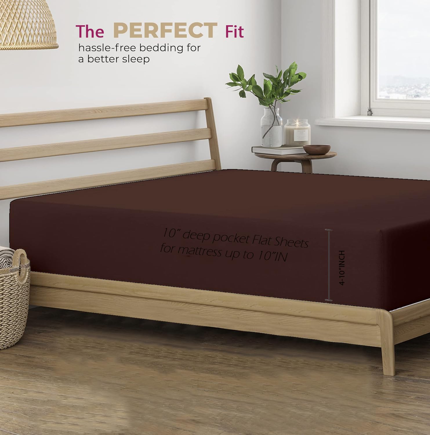 100% Cotton Plain King Size Bedsheet With 2 Pillow Covers | 108 X 108 Inches, Chocolate Brown | Breathable & Skin Friendly - Soft & Durable For Everyday Use & Bedroom