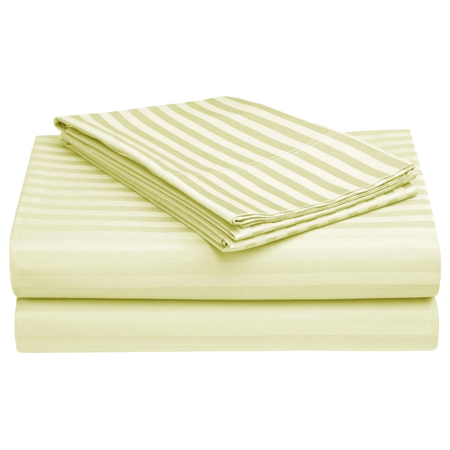 Satin Stripes King Size Cotton Bedsheet With 2 Pillow Covers - 108 X 108 Inches, Cream | Perfect For Home Decor, Guest House | Ideal For All Seasons