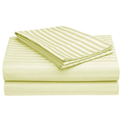 Satin Stripes King Size Cotton Bedsheet With 2 Pillow Covers - 108 X 108 Inches, Cream | Perfect For Home Decor, Guest House | Ideal For All Seasons