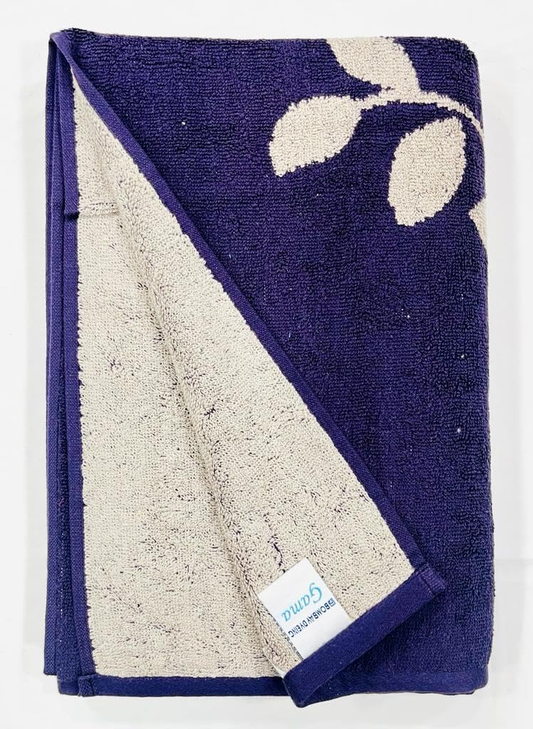 Bombay Dyeing Gama 450 Gsm | 100% Cotton Large Size Bath Towel Collection (Gama Large Swirl) - Blue & White