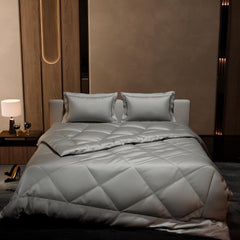Comforter Set With Double Bedsheet & Pillow Covers - 90 X 100 Inches, Mist Grey | Complete Bedding Set, Ideal Gifts For Couples, Bedroom Home Furnishing, Date Night
