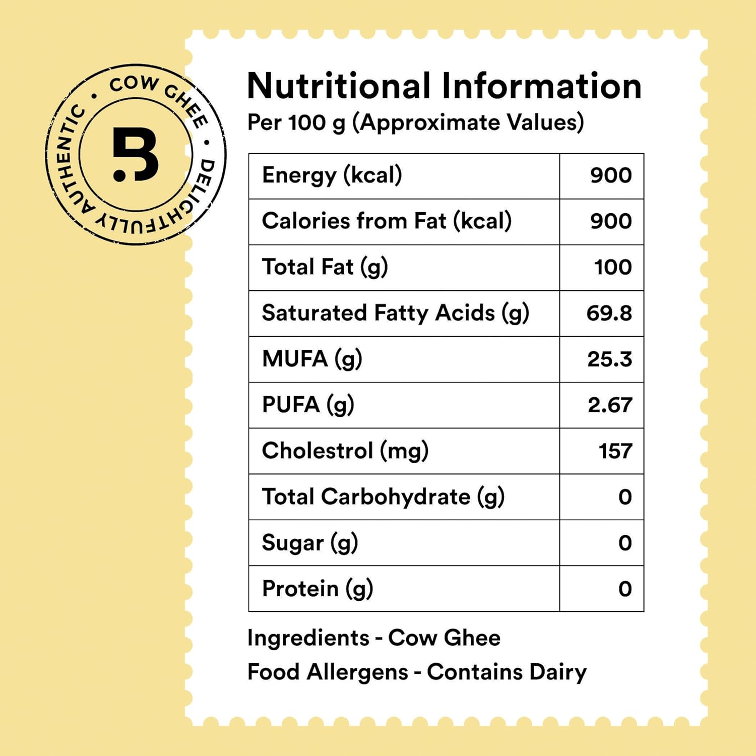Pure Organic Cultured Desi Cow Ghee By Barosi | Rich In Vitamins A, E & Healthy Cow Desi Ghee Protact Eyesight | (500ml) 16.9 Ounce | Jar Pack
