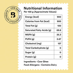 Pure Organic Cultured Desi Cow Ghee By Barosi | Rich In Vitamins A, E & Healthy Cow Desi Ghee Protact Eyesight | (500ml) 16.9 Ounce | Jar Pack