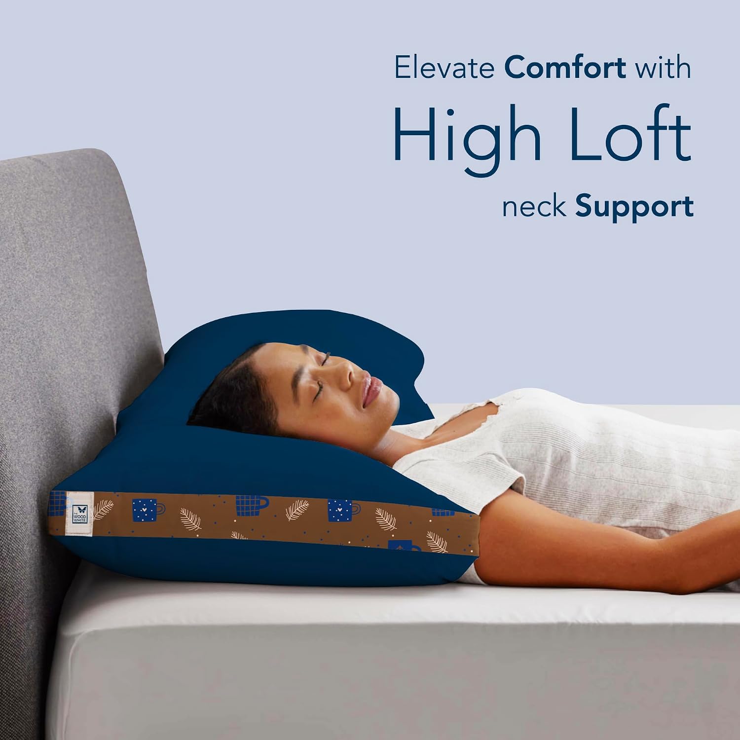 Soft Microfiber High Loft Pillow, Neck Support, Sleep Well In 43 X 69 Cm | Printed Gusset Of Extra 5 Cm Height For Soft Comfortable Sleep, Blue Dream | Bed Pillow, Supportive - Set Of 2